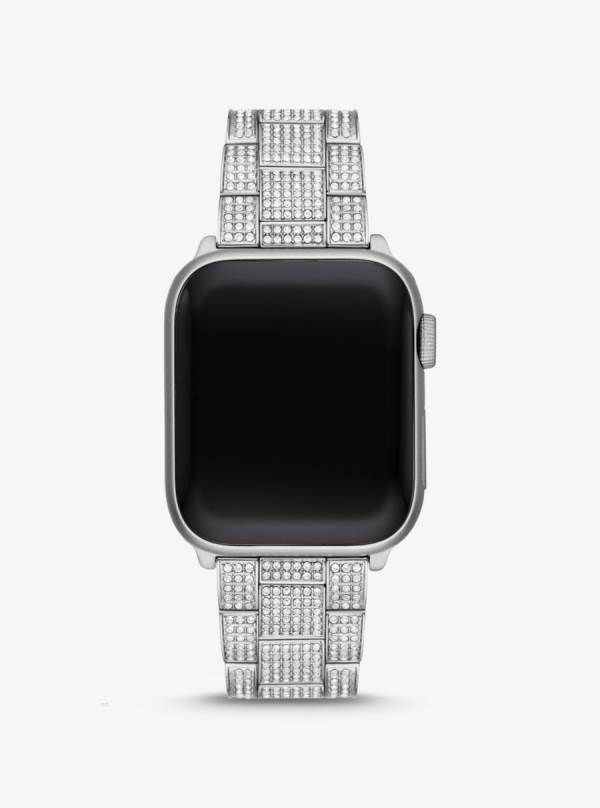 Damske Smart Hodinky Michael Kors Pavé Silver-Tone Strap For Apple® Strieborne - Hodinky Michael Kors Sleva | BLDNX-0647